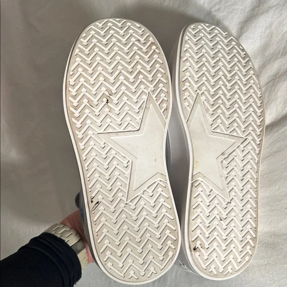 J/SLIDES Hally Silver & White Metallic Platform Leather Sneakers Size 7 - Picture 9 of 12